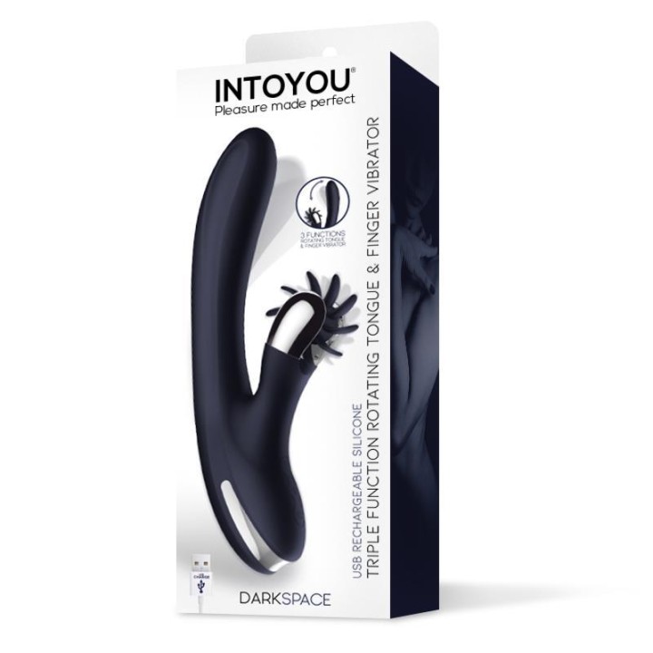 Darkspace Vibrador com Línguas Rotativas e Movimento Finger Azul