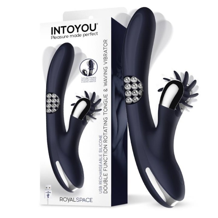 Royalspace Vibrador com Línguas Estimuladoras e Bolas Internas 360º Azul
