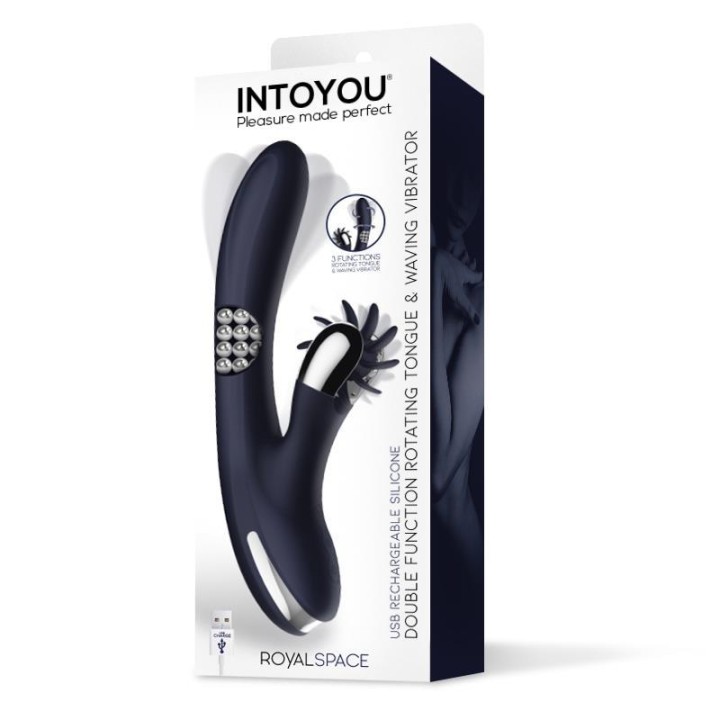 Royalspace Vibrador com Línguas Estimuladoras e Bolas Internas 360º Azul
