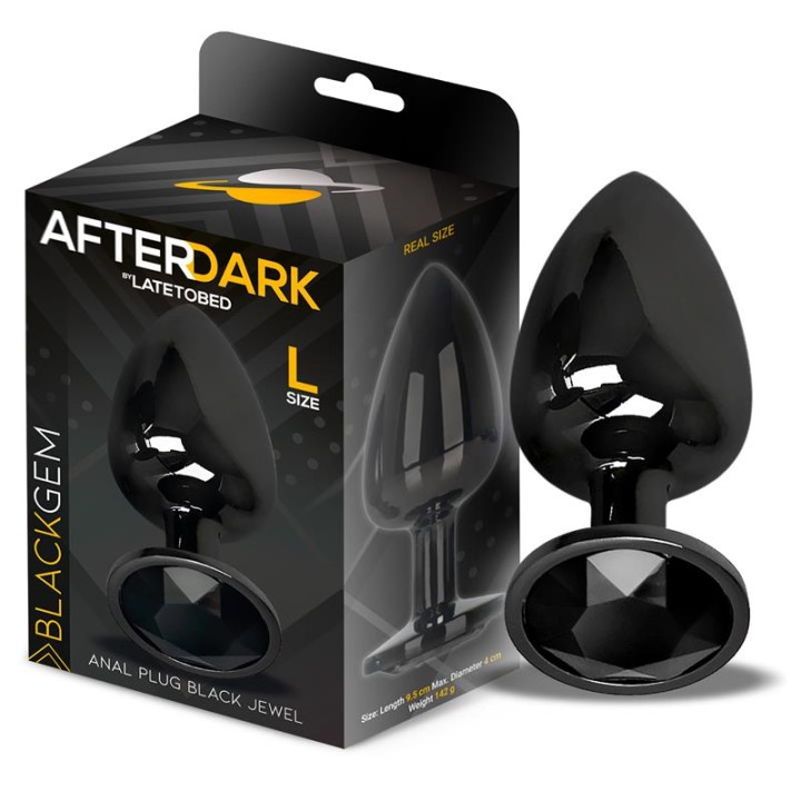 Afterdark Plug Anal Metálico com Joia Negra Tamanho L