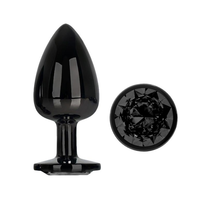 Afterdark Plug Anal Metálico com Joia Negra Tamanho L