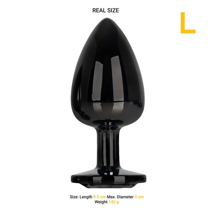 Afterdark Plug Anal Metálico com Joia Negra Tamanho L