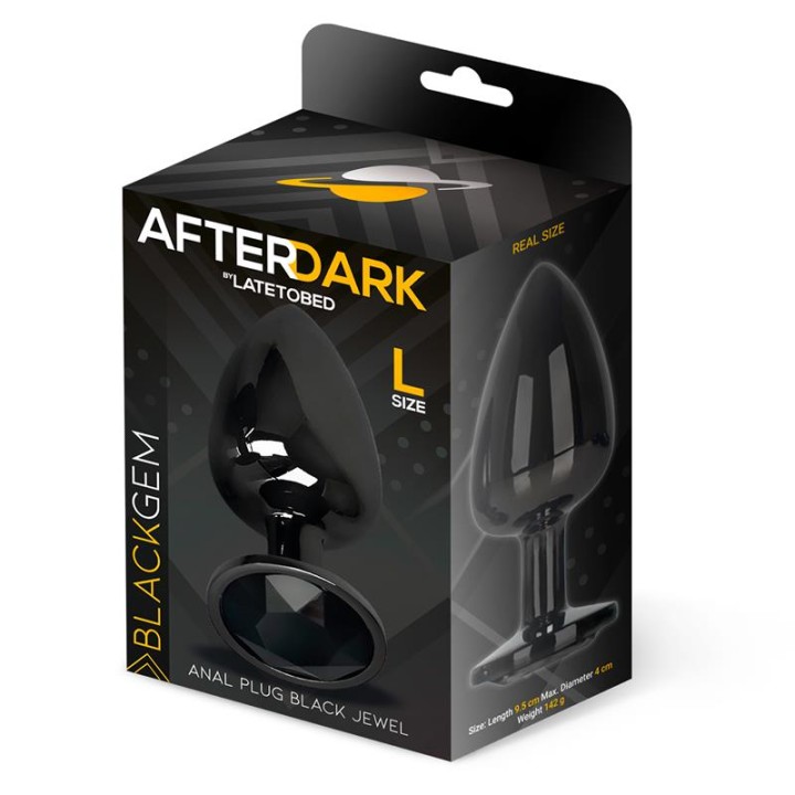 Afterdark Plug Anal Metálico com Joia Negra Tamanho L