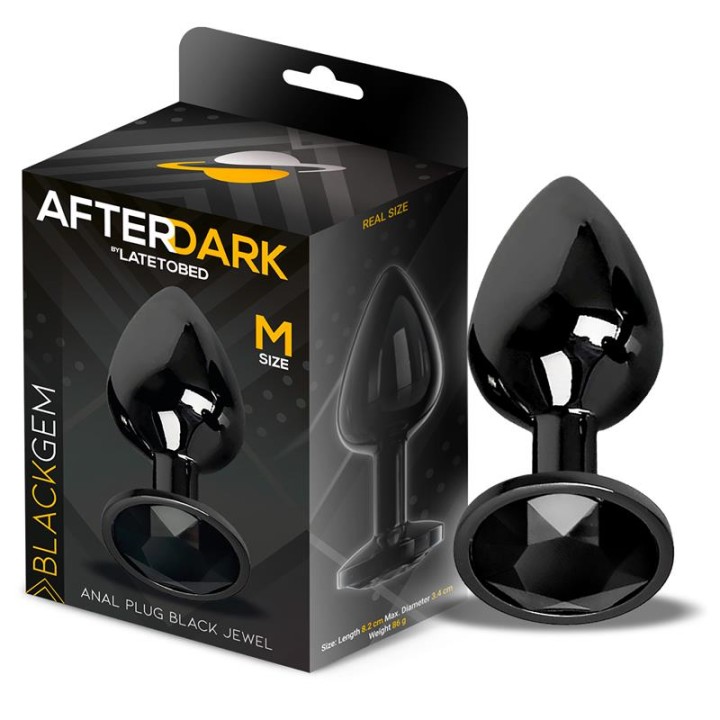 Blackgem Plug Anal Metálico com Joia Cor Negra Tamanho M