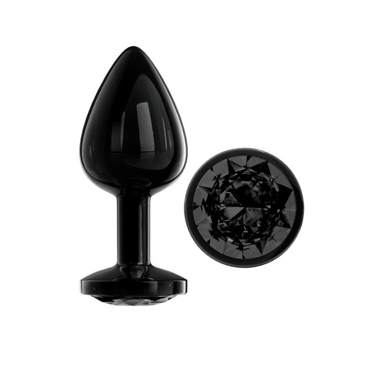 Blackgem Plug Anal Metálico com Joia Cor Negra Tamanho M