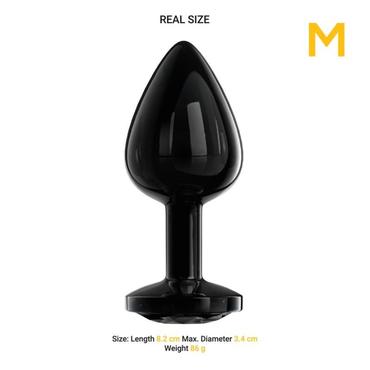 Blackgem Plug Anal Metálico com Joia Cor Negra Tamanho M