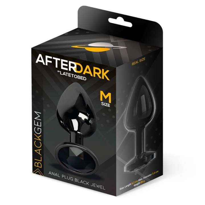 Blackgem Plug Anal Metálico com Joia Cor Negra Tamanho M