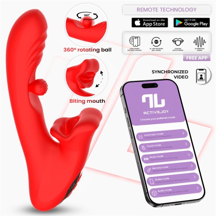 Franky Vibrador com Mordida e Bola Rotativa com APP