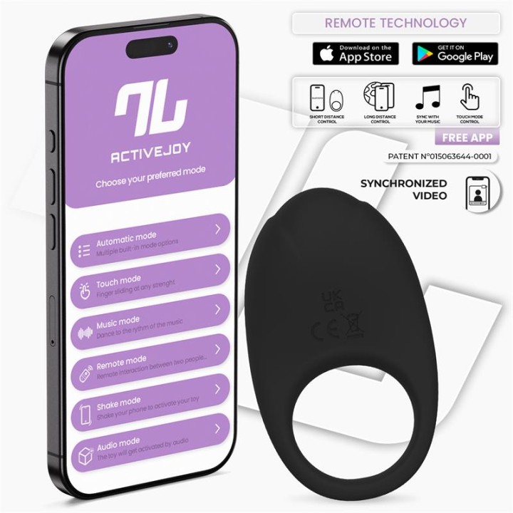 Anel Vibratório Ringo com APP Unibody Preto
