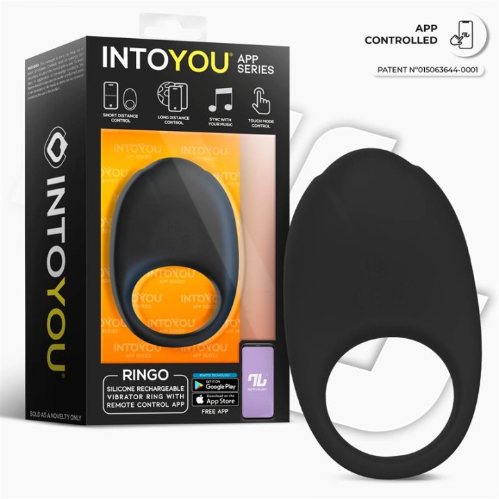 Anel Vibratório Ringo com APP Unibody Preto