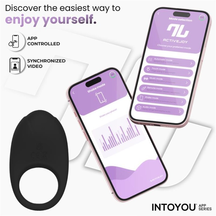 Anel Vibratório Ringo com APP Unibody Preto