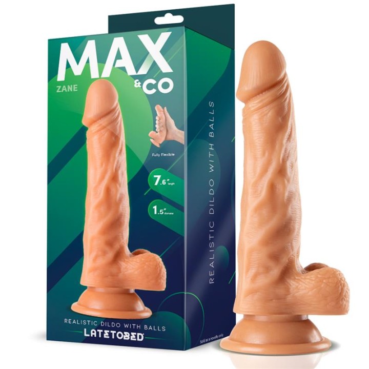 Zane Dildo Realista com Testículos Natural 7,6" - 19.5 cm