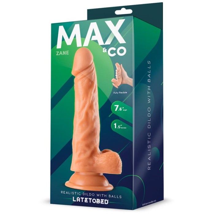 Zane Dildo Realista com Testículos Natural 7,6" - 19.5 cm