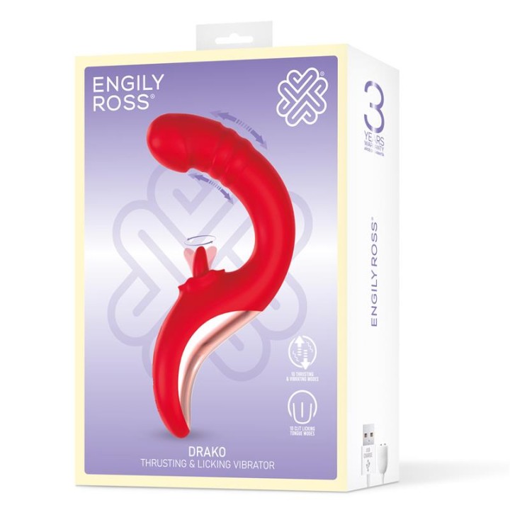 Drako Vibrador com Thrusting e Língua Oscilante 360º
