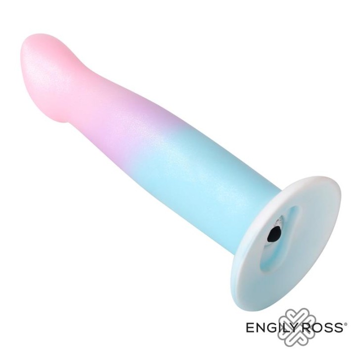 Dildo com Vibração e Ventosa Cor Degradê 17 cm