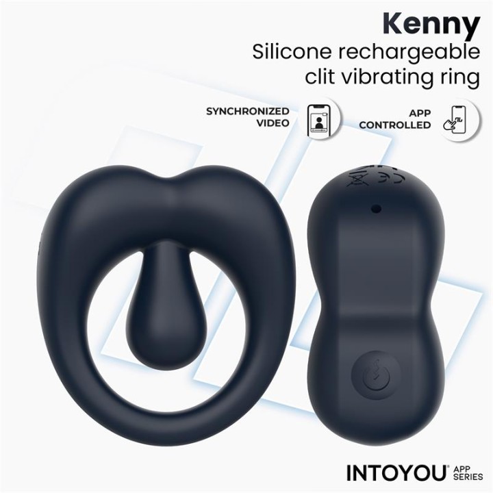 Kenny Anel Vibratório com Estimulador de Clítoris e APP Azul Noite
