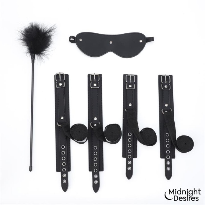 Conjunto Bondage com Algemas, Venda e Pena Estimuladora