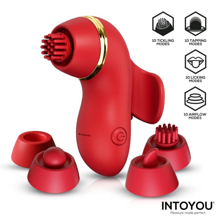 Beeny Estimulador com 4 Cabeças, Sucção, Tapping, Tickling e Licking