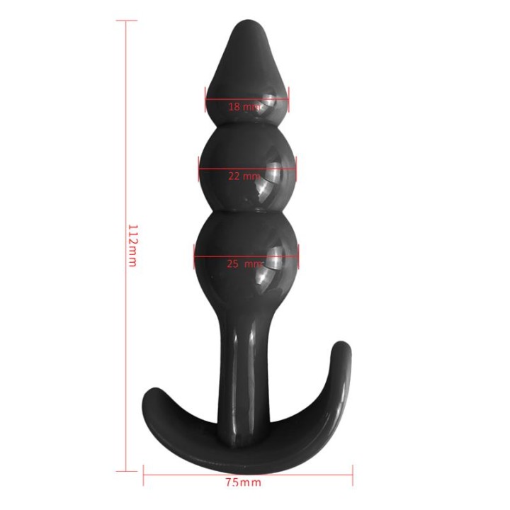Gevil Plug Anal com Base em Âncora Preto