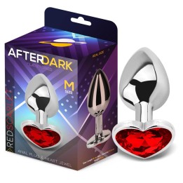 Plug Anal com Joia de Coração Vermelho Escarlate Tamanho M