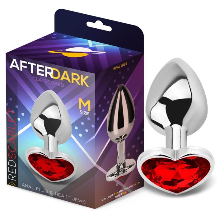 Plug Anal com Joia de Coração Vermelho Escarlate Tamanho M