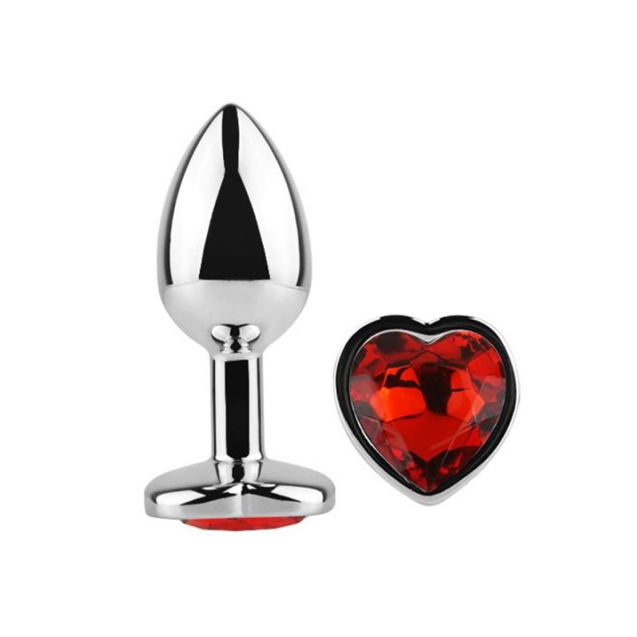 Plug Anal com Joia de Coração Vermelho Escarlate Tamanho M