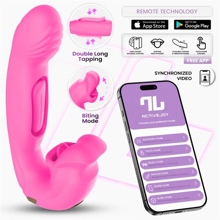Bimby Vibrador com Mordida e Língua Dupla Tapping com APP