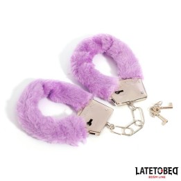 Algemas de Metal Peludo em Pelo Roxo