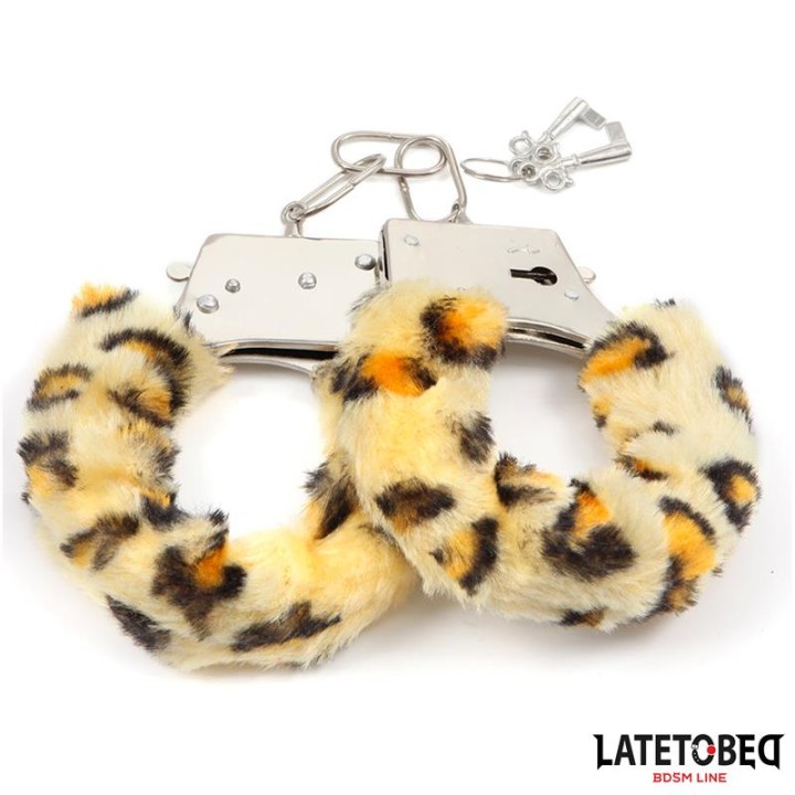 Algemas de Metal com Pelo Animal Print Leopardo