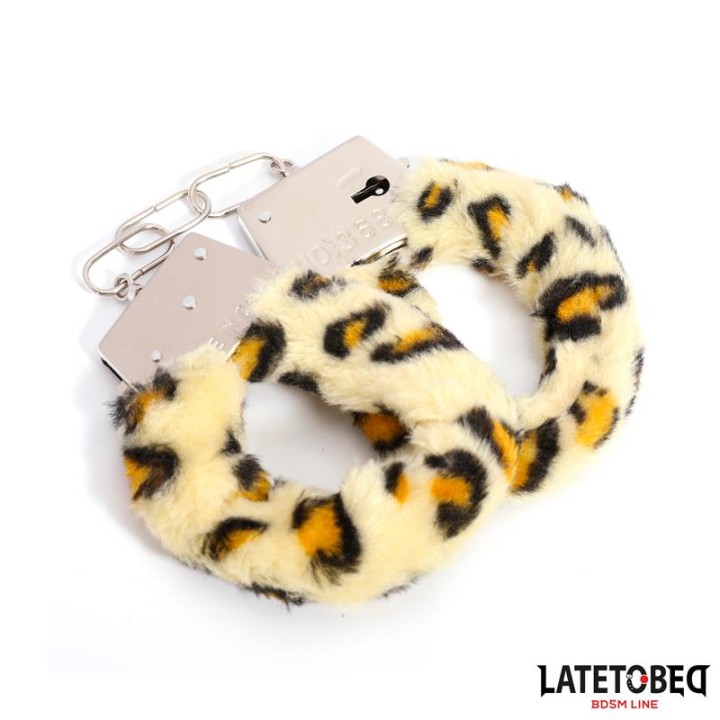 Algemas de Metal com Pelo Animal Print Leopardo
