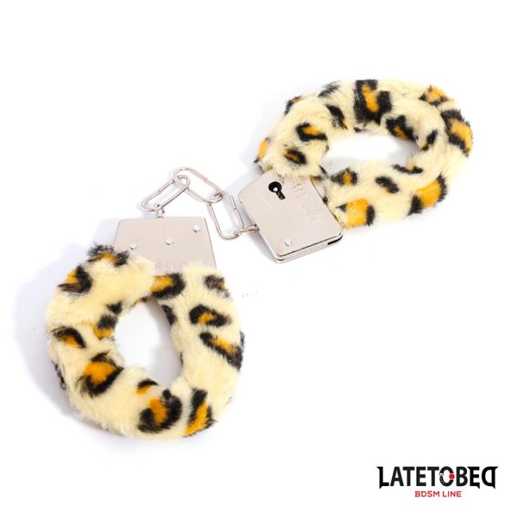 Algemas de Metal com Pelo Animal Print Leopardo