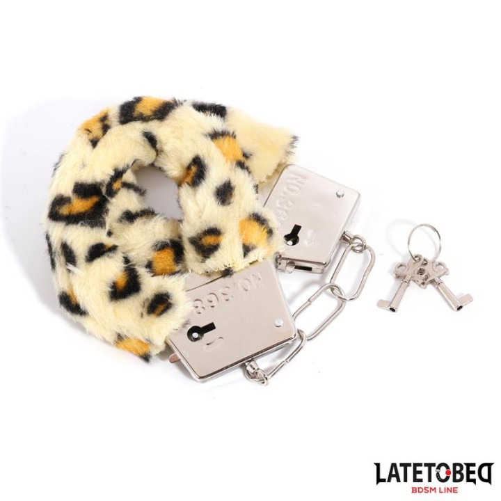 Algemas de Metal com Pelo Animal Print Leopardo