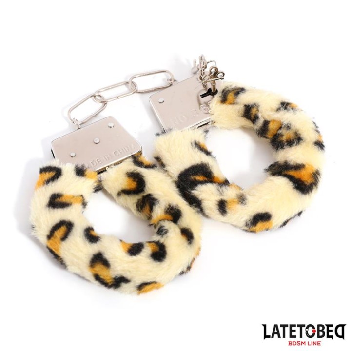 Algemas de Metal com Pelo Animal Print Leopardo