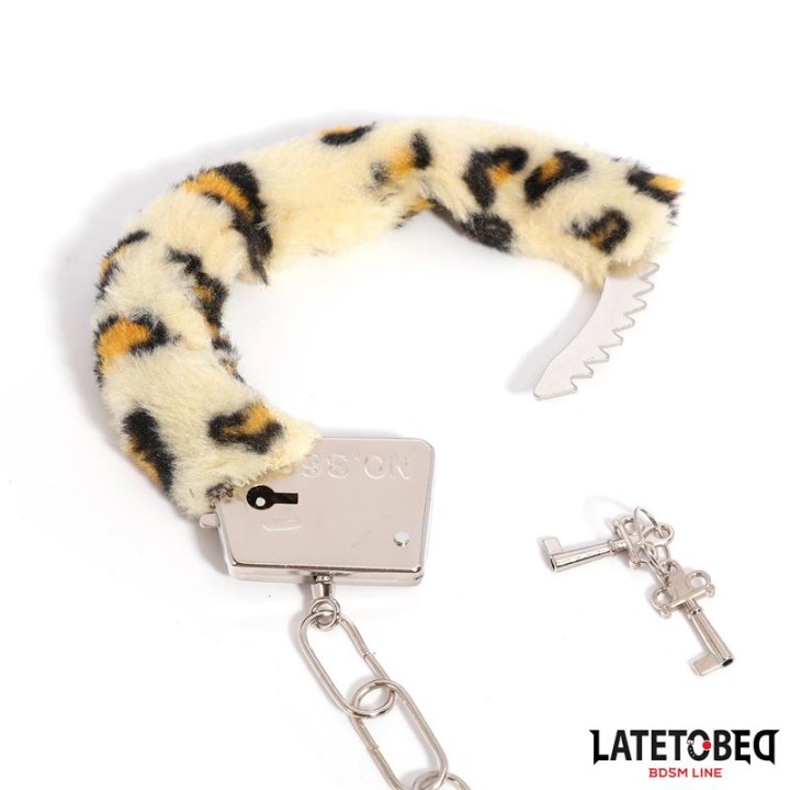 Algemas de Metal com Pelo Animal Print Leopardo