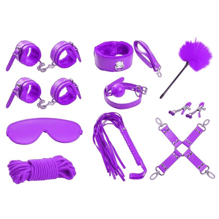 Conjunto de Bondage de 10 Peças Roxo