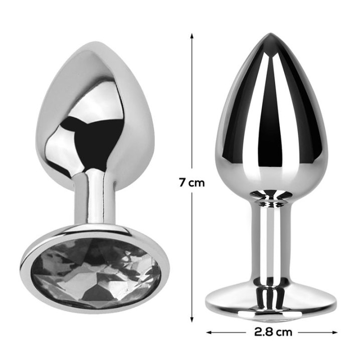 Plug Anal com Joia Cor Branco Diamante Tamanho S Alumínio