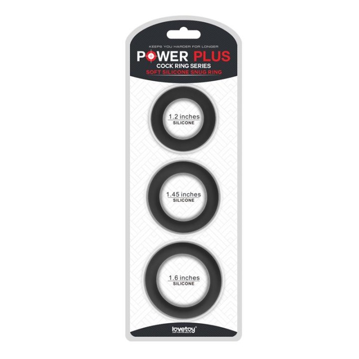 Pack de 3 Anéis para Pénis Power Plus Preto