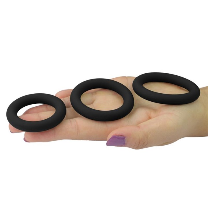 Pack de 3 Anéis para Pénis Power Plus Preto