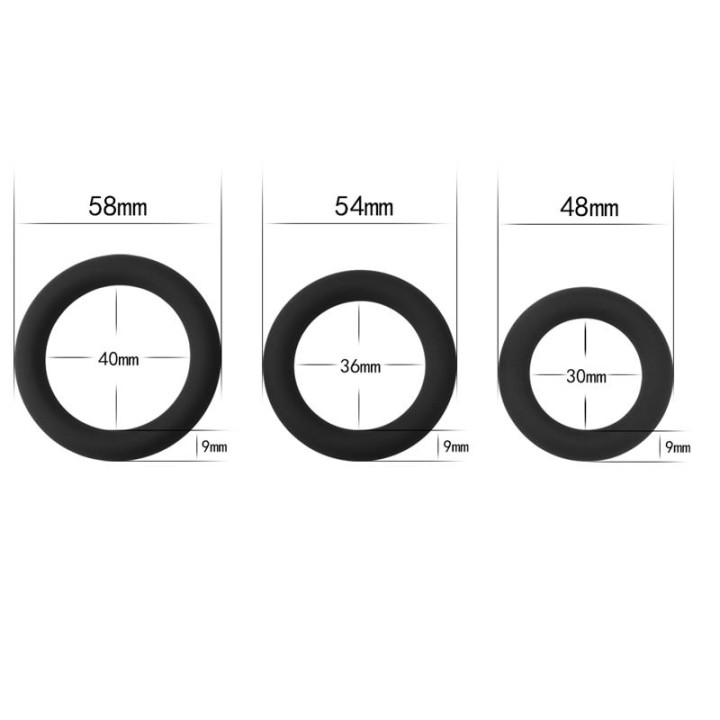 Pack de 3 Anéis para Pénis Power Plus Preto