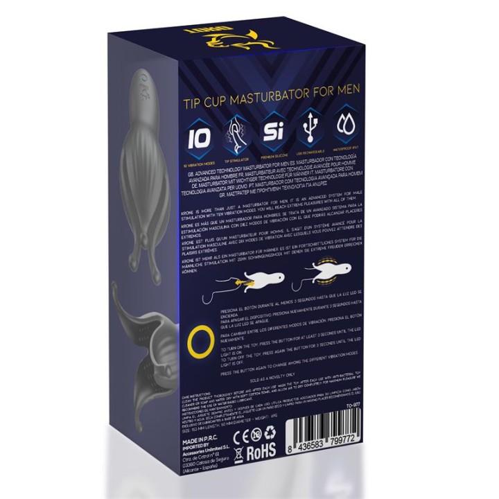 Krone Copa Masturbadora para Pénis Silicone USB