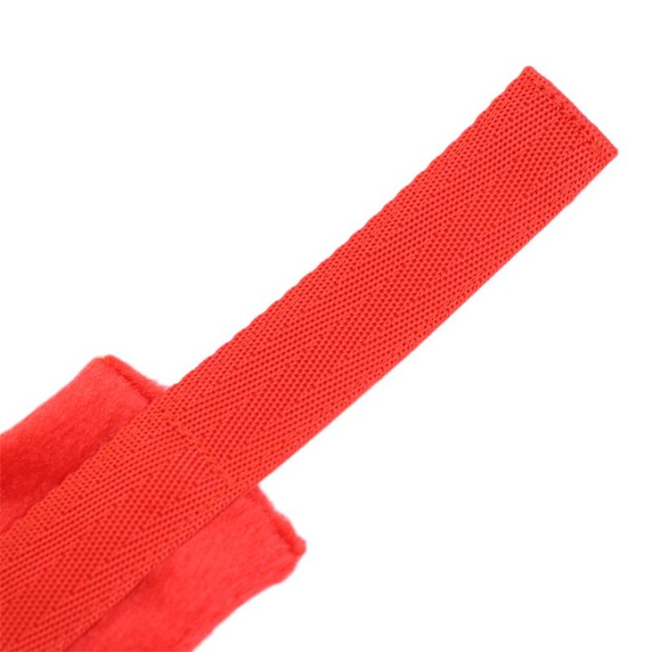 Algemas de Tecido com Velcro para Pulsos com Pelo Longo Vermelho