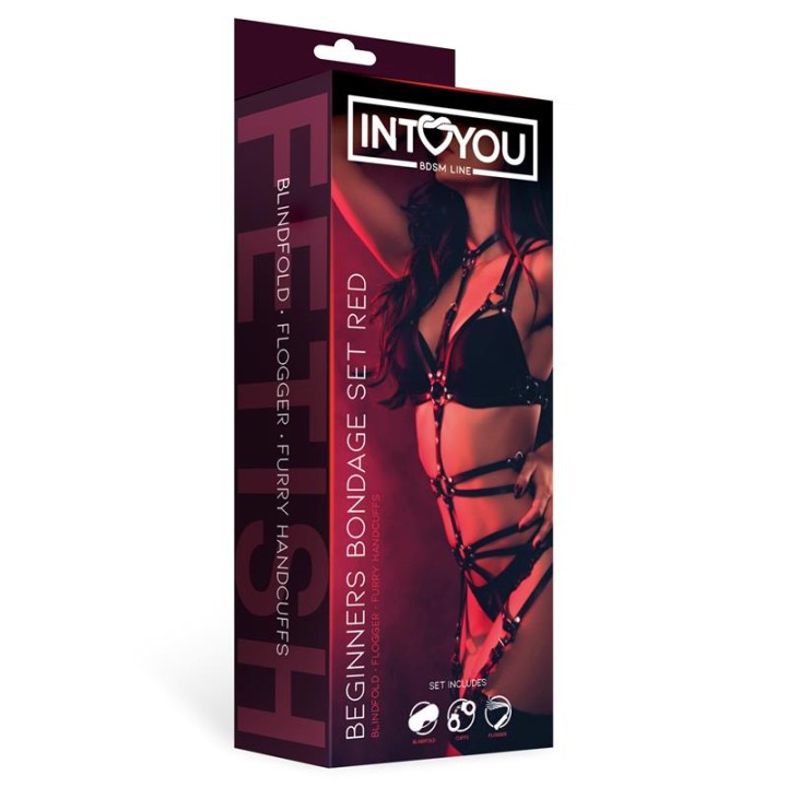 Conjunto de Bondage para Iniciantes 3 Peças Vermelho