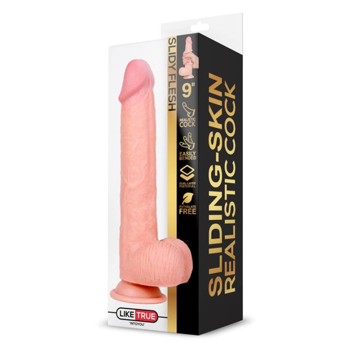 Dildo Realista Slidy Dupla Camada Retrátil e Orientável 9"