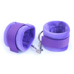Algemas de Pelo com Velcro para Pulsos com Pelo Longo Púrpura