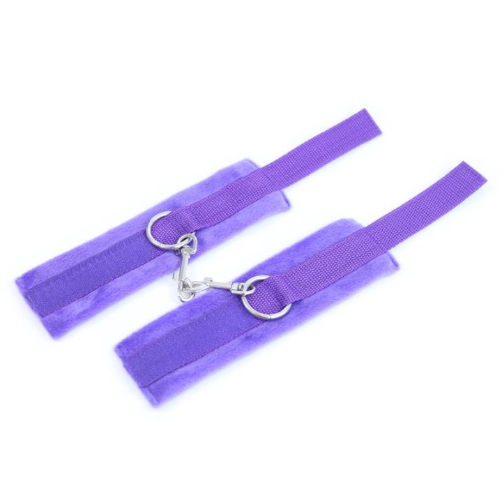 Algemas de Pelo com Velcro para Pulsos com Pelo Longo Púrpura