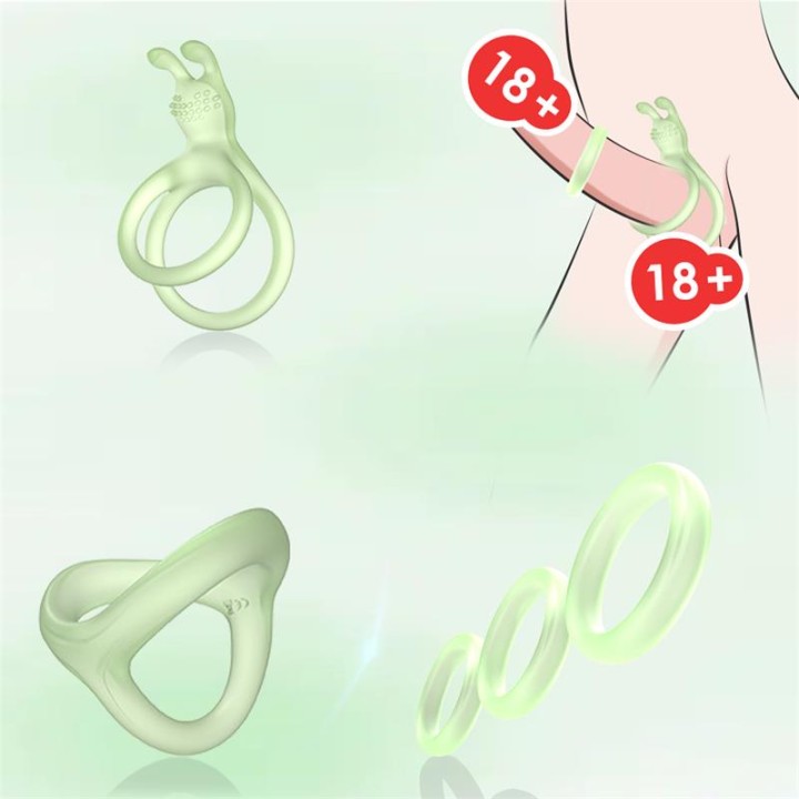 Conjunto de Anéis para Pénis Brilha no Escuro