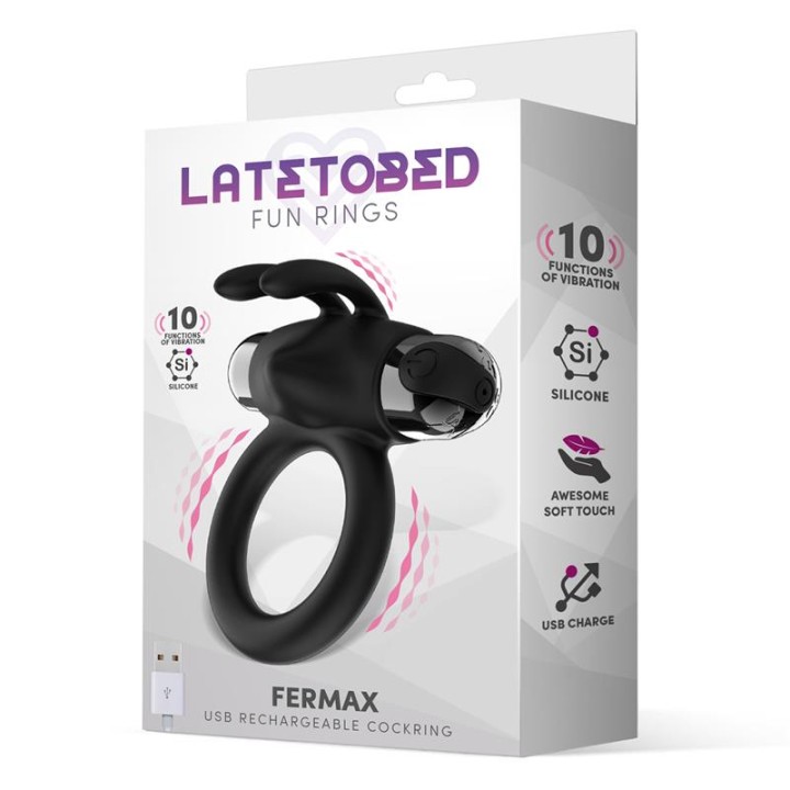 Fermax Anel Vibratório com Coelhinho USB Silicone Preto