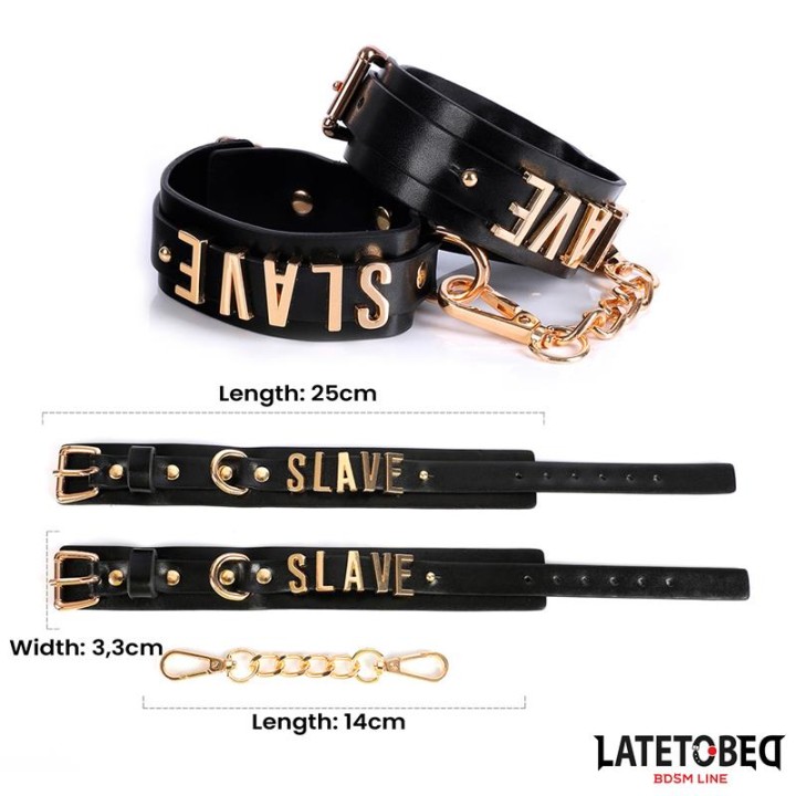 Algemas para Tornozelos SLAVE com Corrente Dourada