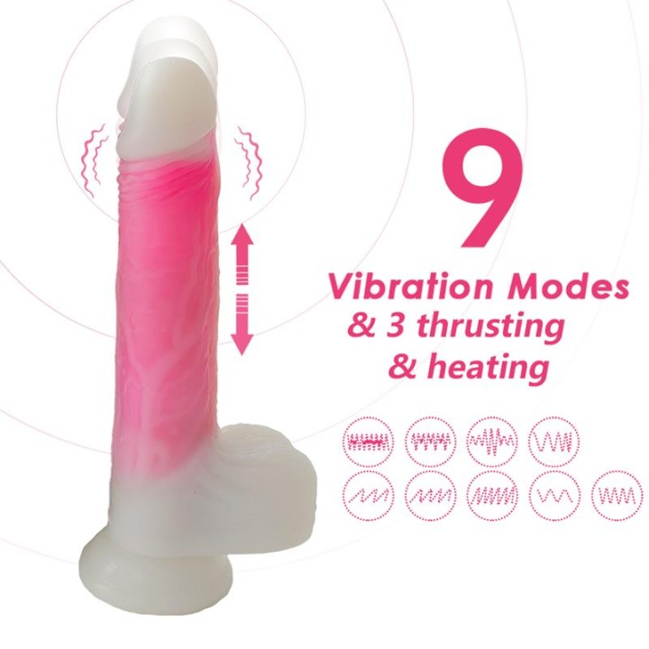 Dildo Duplo com Vibração, Movimento e Calor 21,5 cm