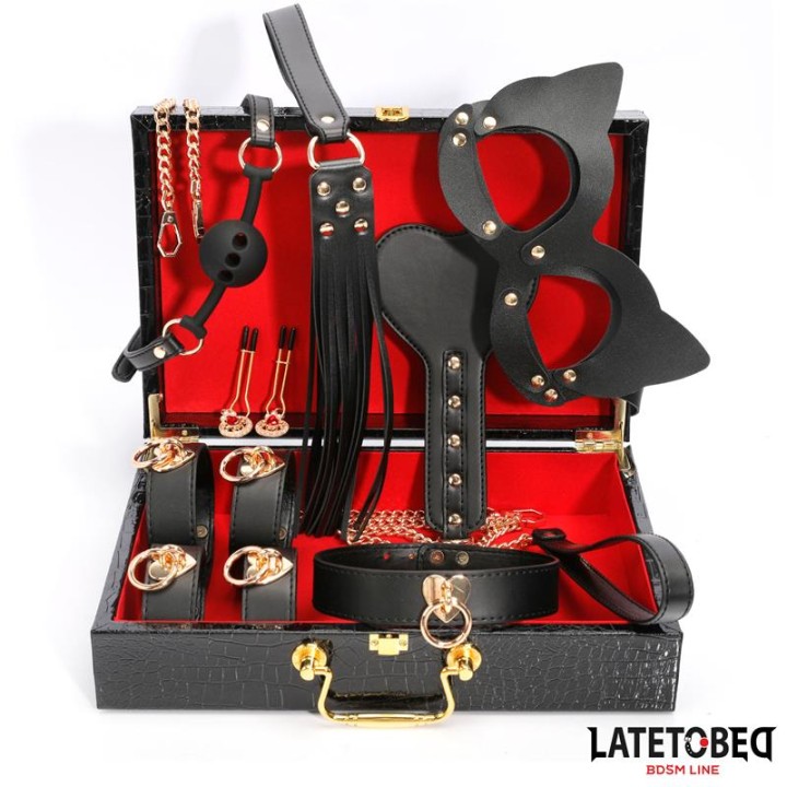 Kit de Bondage em Couro com 8 Peças e Mala de Arrumação